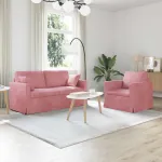 Set de canapea 2 pcs Roz 158 x 78 x 80 cm Catifea GartenMobel Dekor