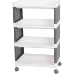 Raft mobil din plastic MagicHome Rolly cu 4 polite si roti, 49x29x75,5 cm