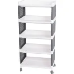 Raft mobil din plastic MagicHome Rolly cu 5 polite si roti, 49x29x97 cm