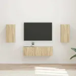 Set Dulap pentru Televizor Montat pe Perete 4 pcs Stejar Sonoma GartenMobel Dekor