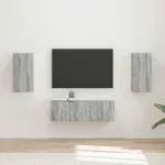 Set Dulap pentru Televizor Montat pe Perete 4 pcs Gri Sonoma GartenMobel Dekor