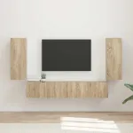 Set Dulap pentru Televizor Montat pe Perete 4 pcs Stejar Sonoma GartenMobel Dekor