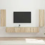 Set Dulap pentru Televizor Montat pe Perete 4 pcs Stejar Sonoma GartenMobel Dekor