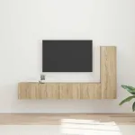 Set comodă TV Pe perete 3 pcs Stejar Sonoma Lemn compozit GartenMobel Dekor