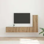 Set comodă TV Pe perete 3 pcs Stejar Artizanal Lemn compozit GartenMobel Dekor