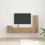 Set comodă TV Pe perete 4 pcs Stejar Artizanal Lemn compozit GartenMobel Dekor
