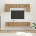 Set comodă TV Pe perete 5 pcs Stejar fumuriu Lemn compozit GartenMobel Dekor