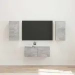 Set comodă TV Pe perete 6 pcs Gri din beton Lemn compozit GartenMobel Dekor