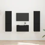 Set comodă TV 5 pcs Negru Lemn compozit GartenMobel Dekor