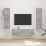 Set comodă TV 6 pcs Gri din beton Lemn compozit GartenMobel Dekor