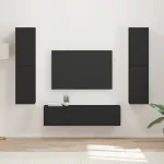 Set comodă TV 6 pcs Negru Lemn compozit GartenMobel Dekor