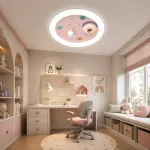 Lustra LED Constelation roz cu telecomanda, 63W, 50 cm, 3 tipuri de lumina