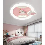 Lustra LED pentru camera copii, cu telecomanda, 71W, 50 cm, lumina 3 tonuri, roz