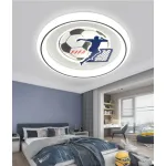 Lustră LED cu telecomandă 88W, 50 cm, lumină reglabilă, model fotbal albastru