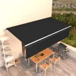 Copertină retractabilă manual cu stor, antracit, 6x3 m GartenMobel Dekor