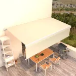 Copertină retractabilă manual cu stor, crem, 6x3m GartenMobel Dekor