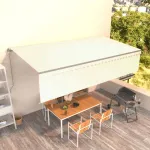 Copertină retractabilă manual cu stor, crem, 6x3m GartenMobel Dekor