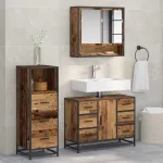 Set de mobilier pentru baie 3 pcs Lemn Vechi Lemn compozit GartenMobel Dekor