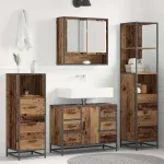 Set de mobilier pentru baie 4 pcs Lemn Vechi Lemn compozit GartenMobel Dekor