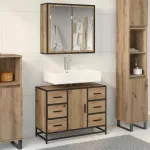 Set de mobilier pentru baie cu sertar 2 pcs Stejar Artizanal GartenMobel Dekor