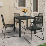 Set mobilier de grădină, 5 piese, negru, ratan PVC GartenMobel Dekor