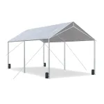 Carport auto 3x6x2,5 m cu cadru din otel galvanizat si copertina impermeabila gri