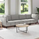 Set de mobilier pentru living 4 pcs Gri deschis Țesătură GartenMobel Dekor