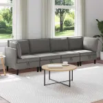 Set de mobilier pentru living 4 pcs Gri închis Țesătură GartenMobel Dekor