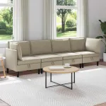 Set de mobilier pentru living 4 pcs Nisipiu Țesătură GartenMobel Dekor