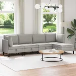 Set de mobilier pentru living 5 pcs Gri deschis Țesătură GartenMobel Dekor