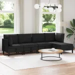 Set de mobilier pentru living 5 pcs Negru Țesătură GartenMobel Dekor