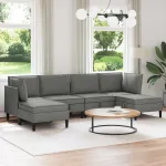Set de mobilier pentru living 6 pcs Gri închis Țesătură GartenMobel Dekor