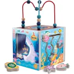 Cub senzorial Montessori din lemn Oceanul vesel, joc educativ 3+ ani