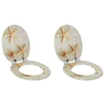 Capac de toaletă cu închidere lentă 2 pcs Galben și alb GartenMobel Dekor