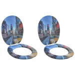 Capac de toaletă cu închidere lentă 2 pcs Gri 44 x 38 cm GartenMobel Dekor