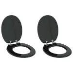 Capac de toaletă cu închidere lentă 2 pcs Negru 44 x 38 cm GartenMobel Dekor