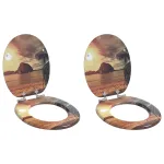 Capac de toaletă cu închidere lentă 2 pcs Portocaliu 44 x 38 cm GartenMobel Dekor