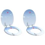 Capac de toaletă cu închidere lentă 2 pcs albastru 44 x 38 cm GartenMobel Dekor