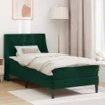 Cadru de pat cu saltea Verde închis 80 x 200 cm Catifea GartenMobel Dekor