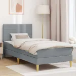 Cadru de pat Gri deschis 90 x 200 cm Poliester GartenMobel Dekor