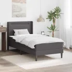 Cadru de pat cu saltea Gri 100 x 200 cm Piele artificială GartenMobel Dekor