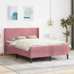 Cadru de pat cu saltea cu headboard Roz 120 x 200 cm Catifea GartenMobel Dekor