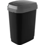 Coș de gunoi KIS Dual Swing M 25 litri, negru, cu capac rabatabil