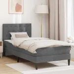 Cadru de pat cu saltea Gri închis 90 x 200 cm Catifea GartenMobel Dekor