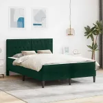 Cadru de pat cu saltea Verde închis 140 x 190 cm Catifea GartenMobel Dekor