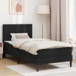 Cadru de pat cu saltea cu headboard Negru 80 x 200 cm Catifea GartenMobel Dekor