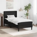 Cadru de pat cu saltea Negru 90 x 190 cm Piele artificială GartenMobel Dekor
