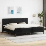 Cadru de pat cu saltea cu headboard Negru 180 x 200 cm Catifea GartenMobel Dekor