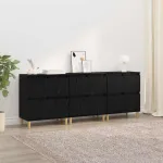 Bufeturi 3 pcs Stejar Negru 60 x 35 x 70 cm Lemn compozit GartenMobel Dekor