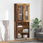 Bufet Lemn Vechi 69,5 x 34 x 180 cm Lemn Stratificat și Sticlă GartenMobel Dekor